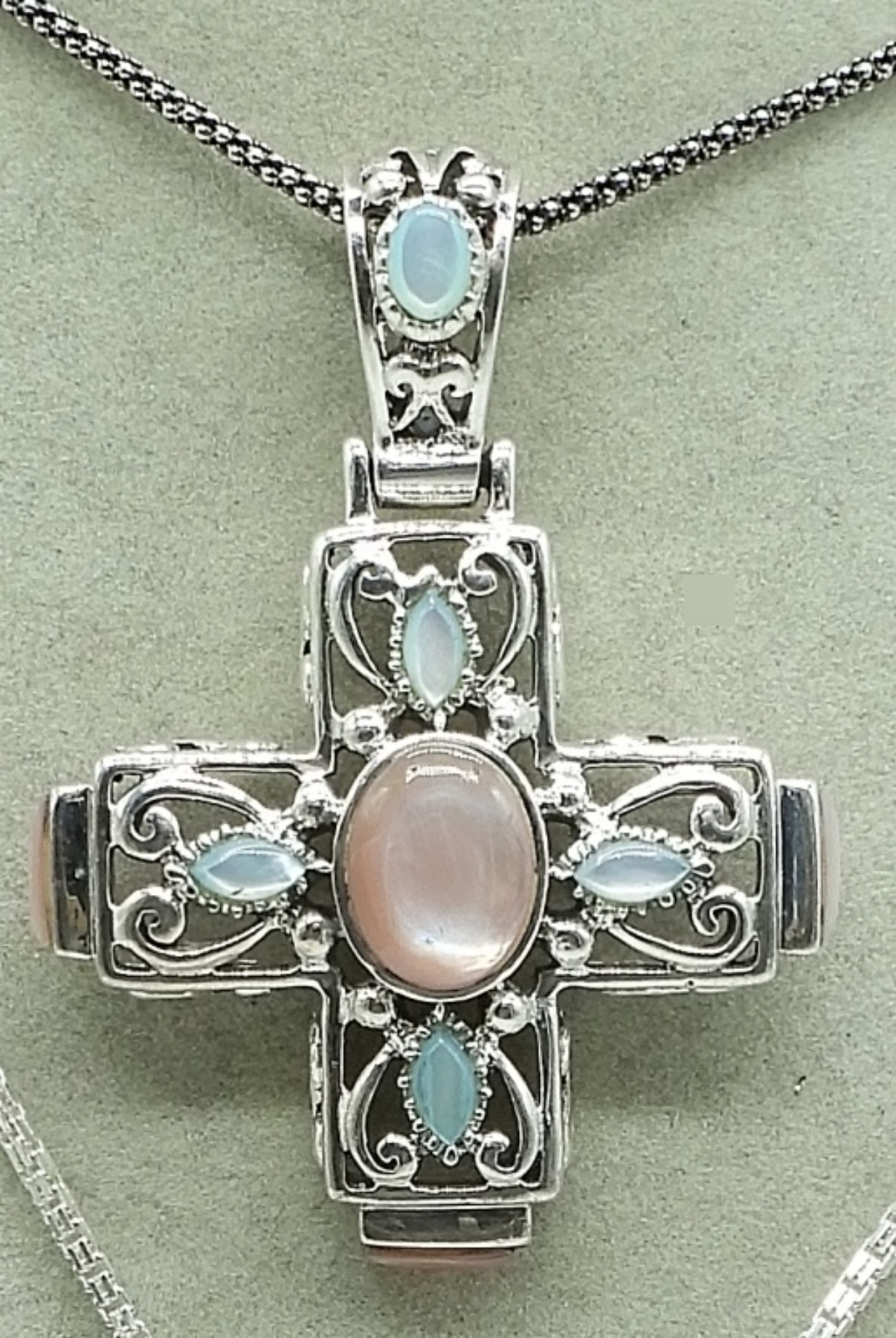 Two Sterling Cross Pendants & Chains