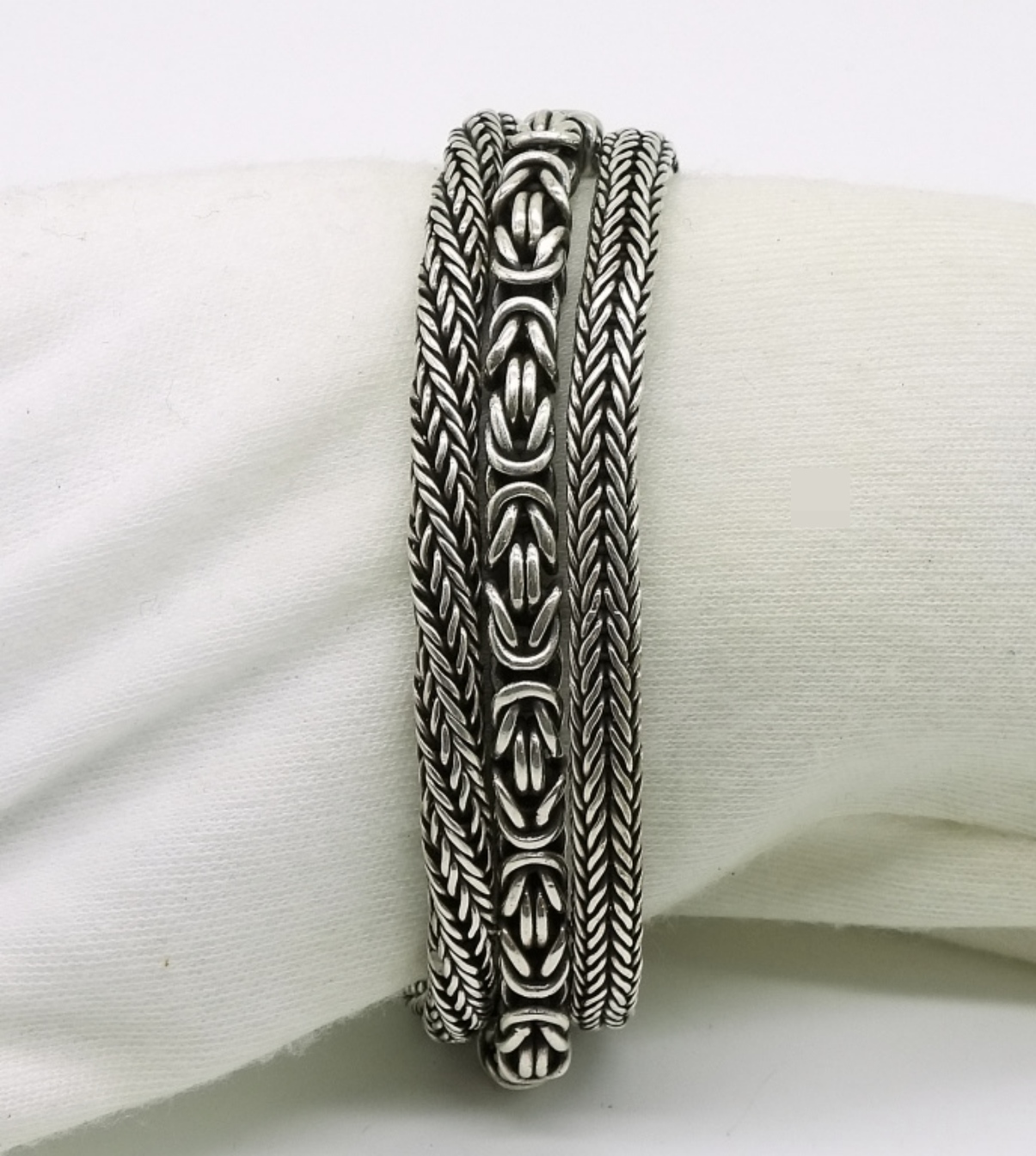 Sterling Silver 3-Strand Bracelet, Marked 950