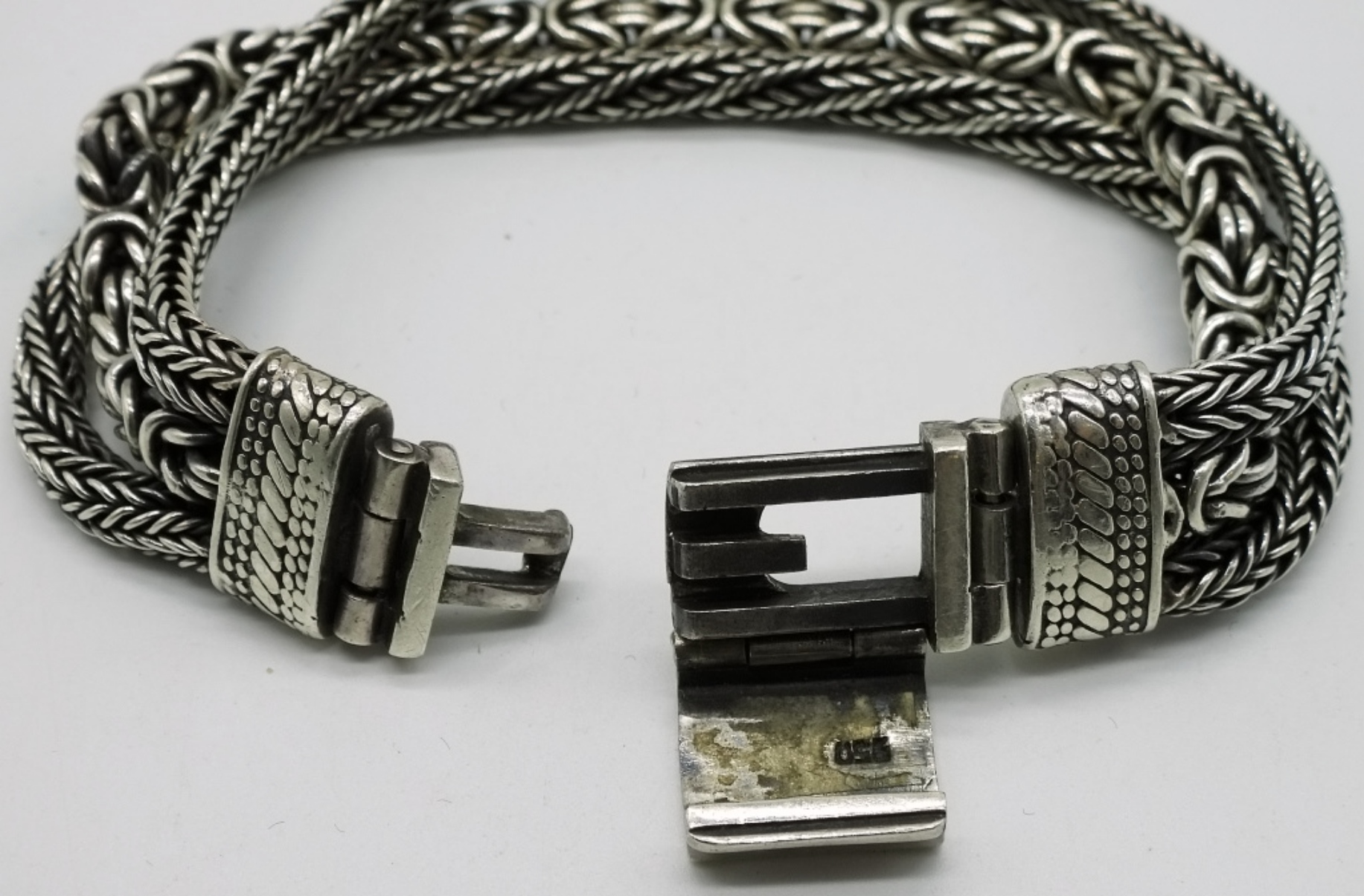 Sterling Silver 3-Strand Bracelet, Marked 950