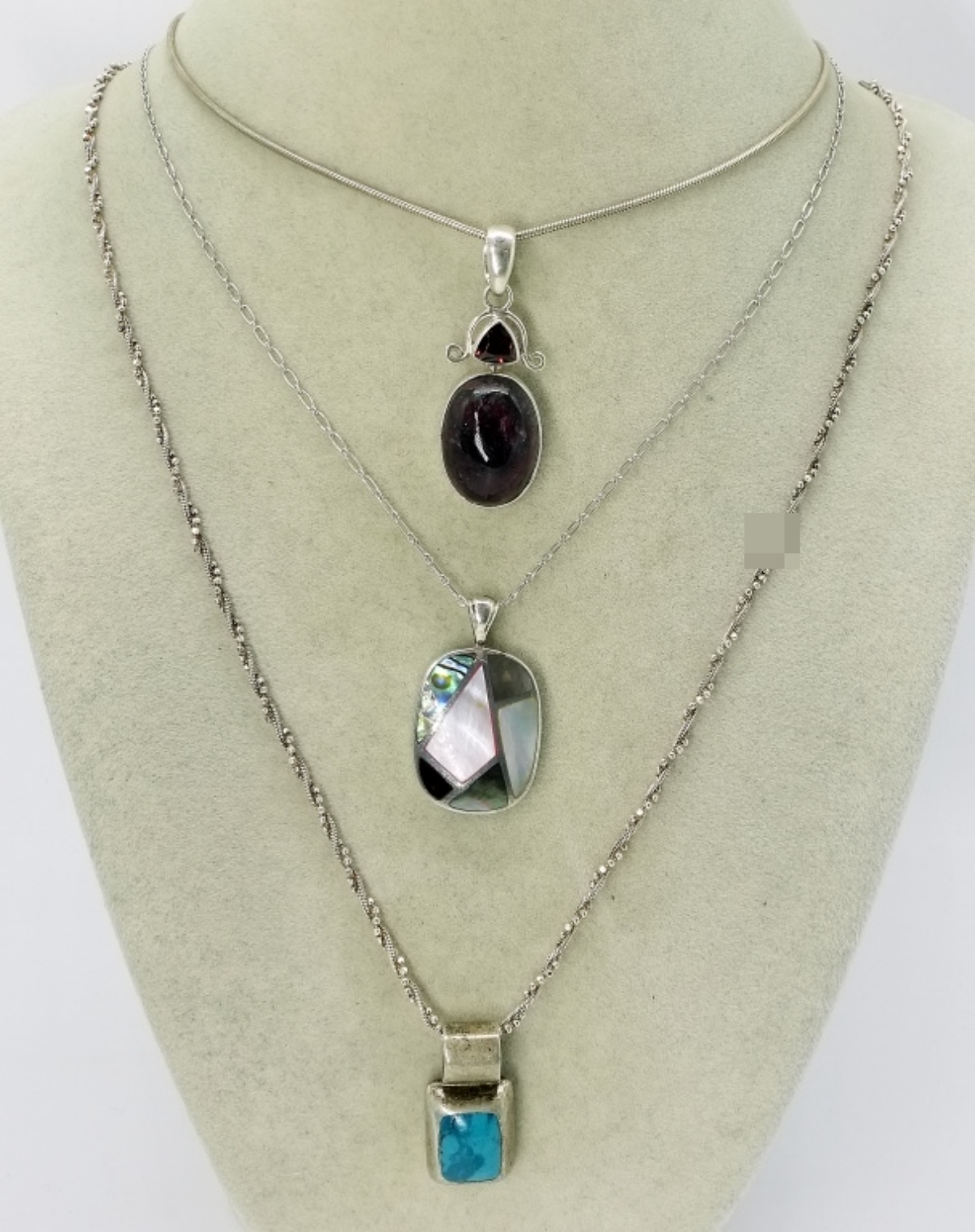 3 Sterling Gemstone Necklaces