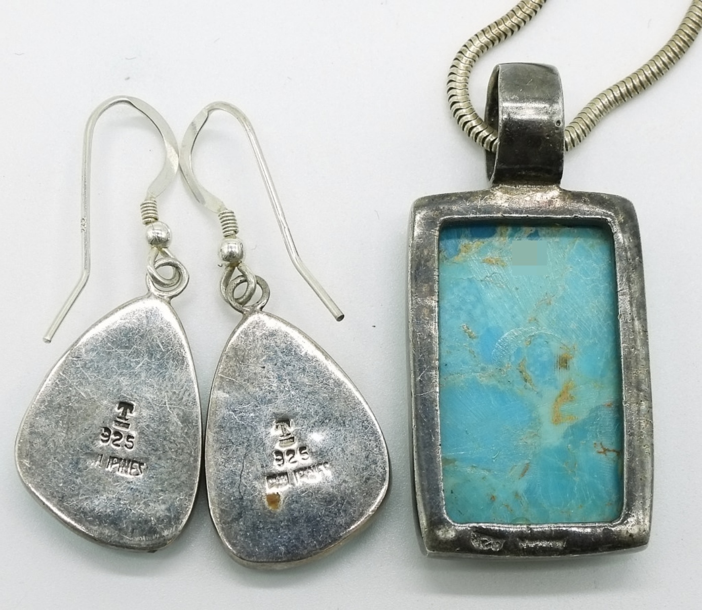 Sterling Silver Turquoise Jewelry Set, 4 Pieces