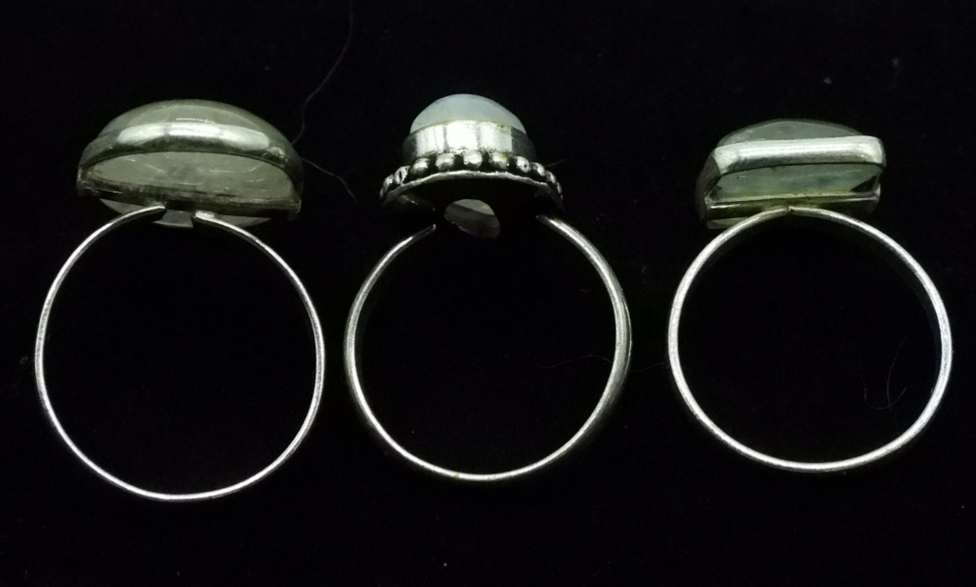 Sterling Moonstone & Rutilated Quartz Rings