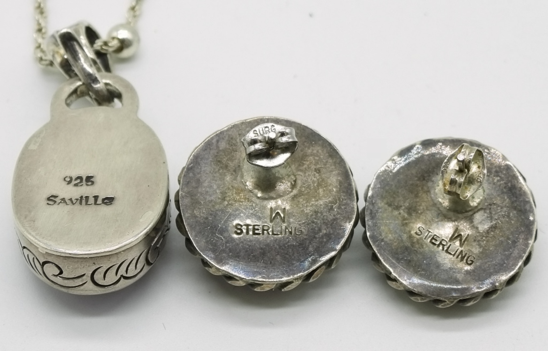 Sterling Charoite Necklace and Earrings Set