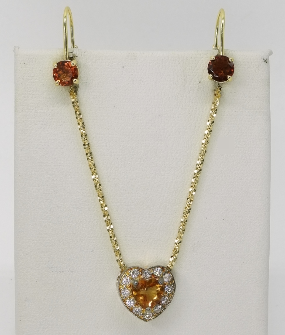 Sterling Citrine Heart Pendant Earring Set