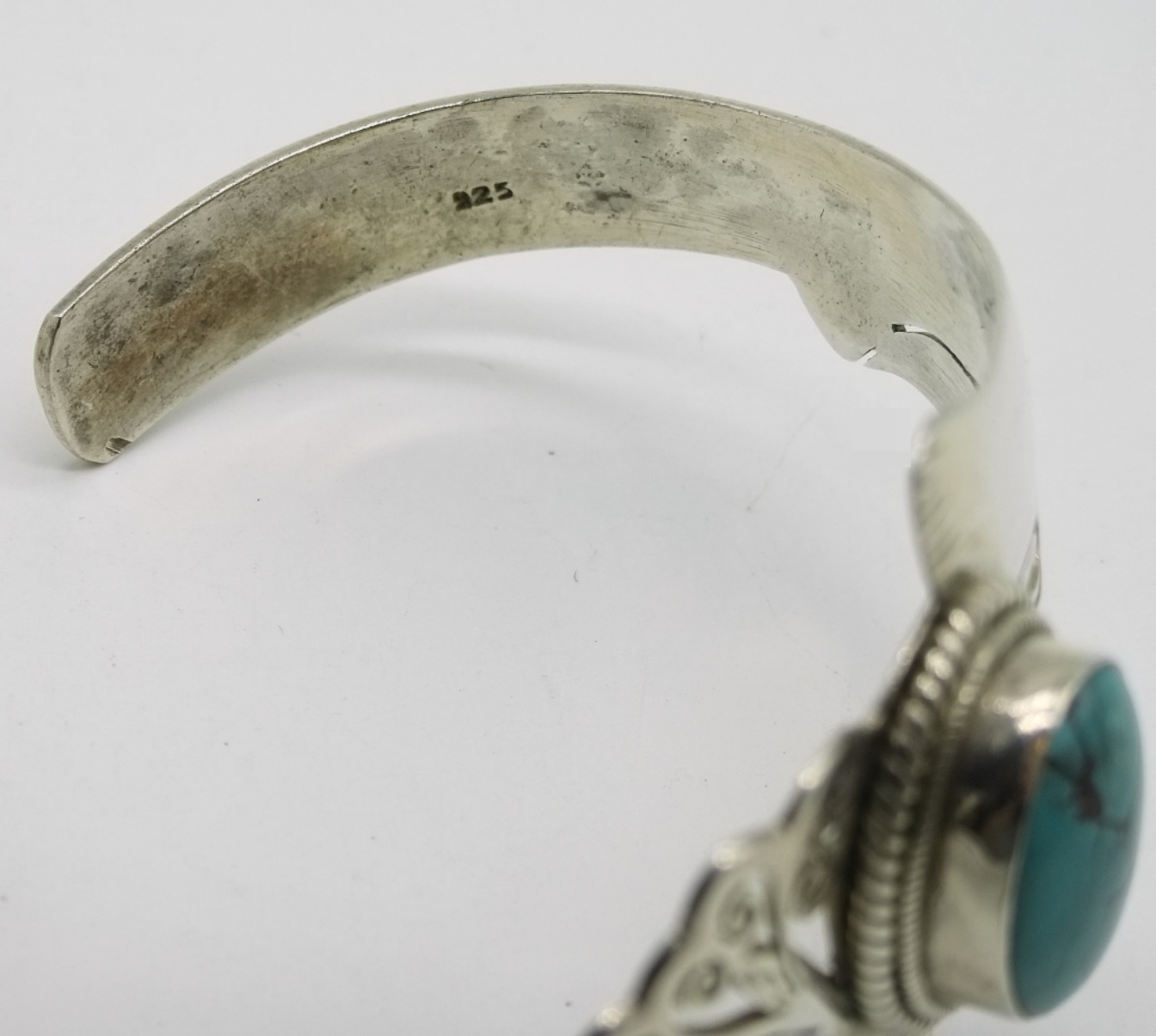 2 Sterling Bracelets, Turquoise Cuff