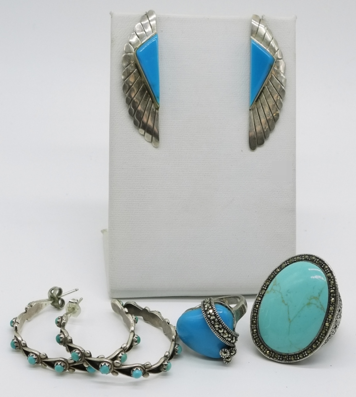 Turquoise Sterling Jewelry Lot, 4 Pieces