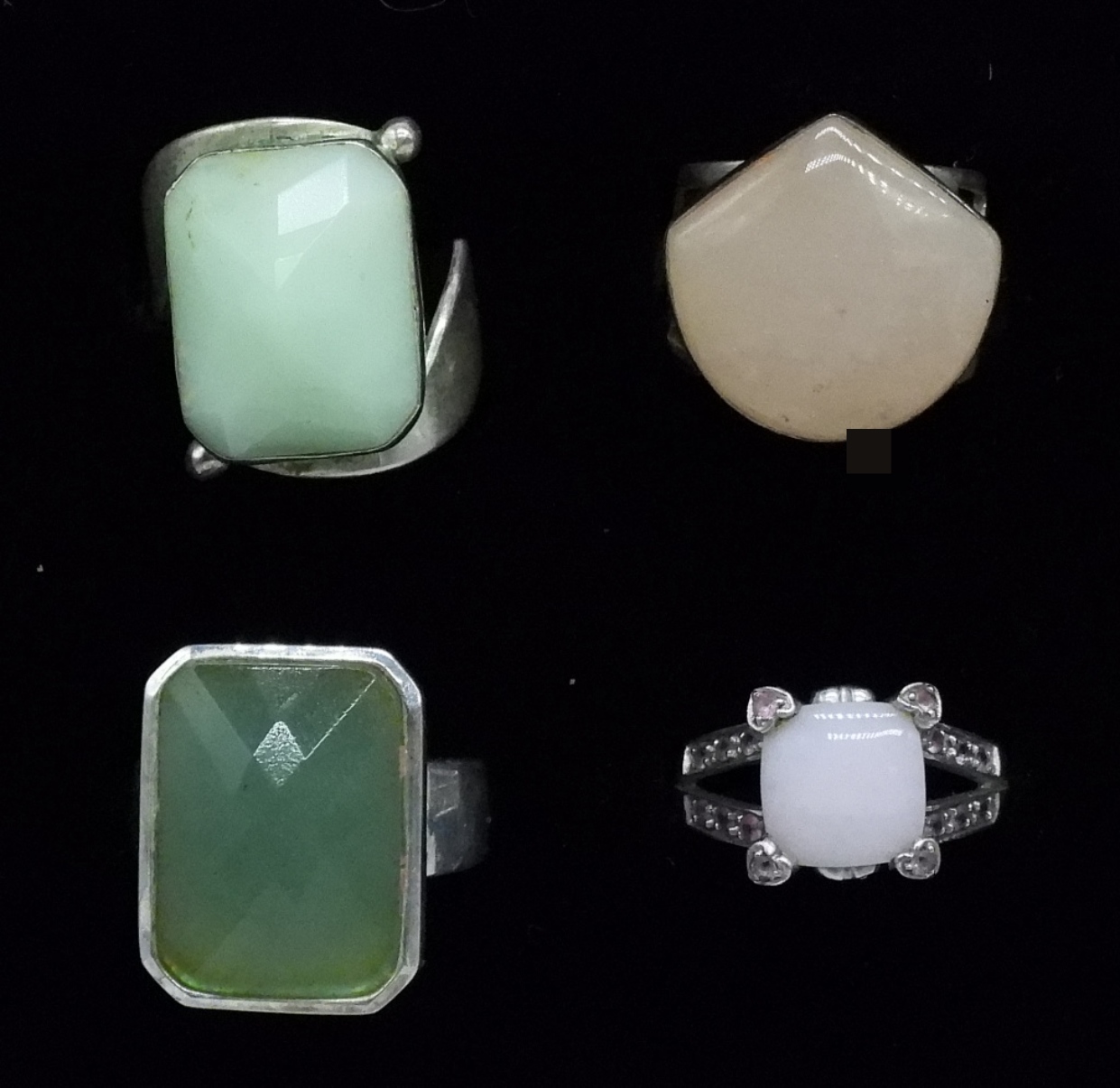 Four Sterling Gemstone Rings