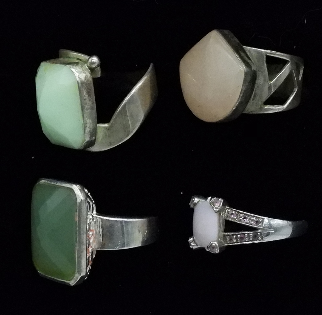Four Sterling Gemstone Rings