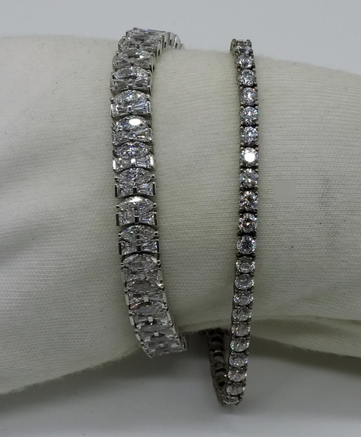 2 Sterling Simulated Diamond Tennis Bracelets