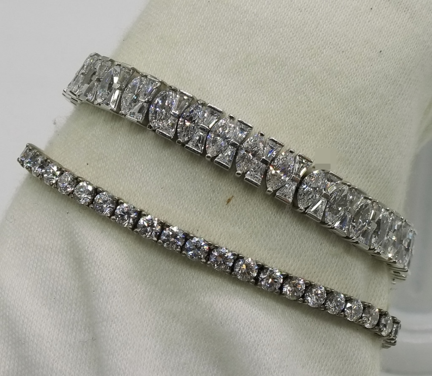 2 Sterling Simulated Diamond Tennis Bracelets