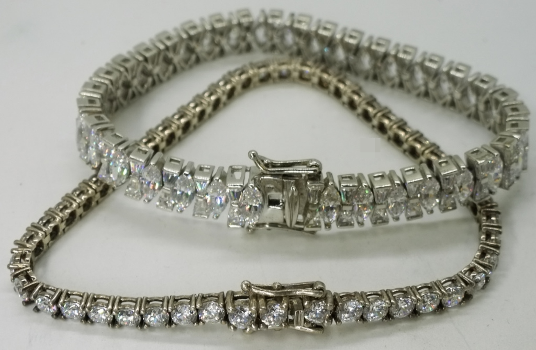 2 Sterling Simulated Diamond Tennis Bracelets
