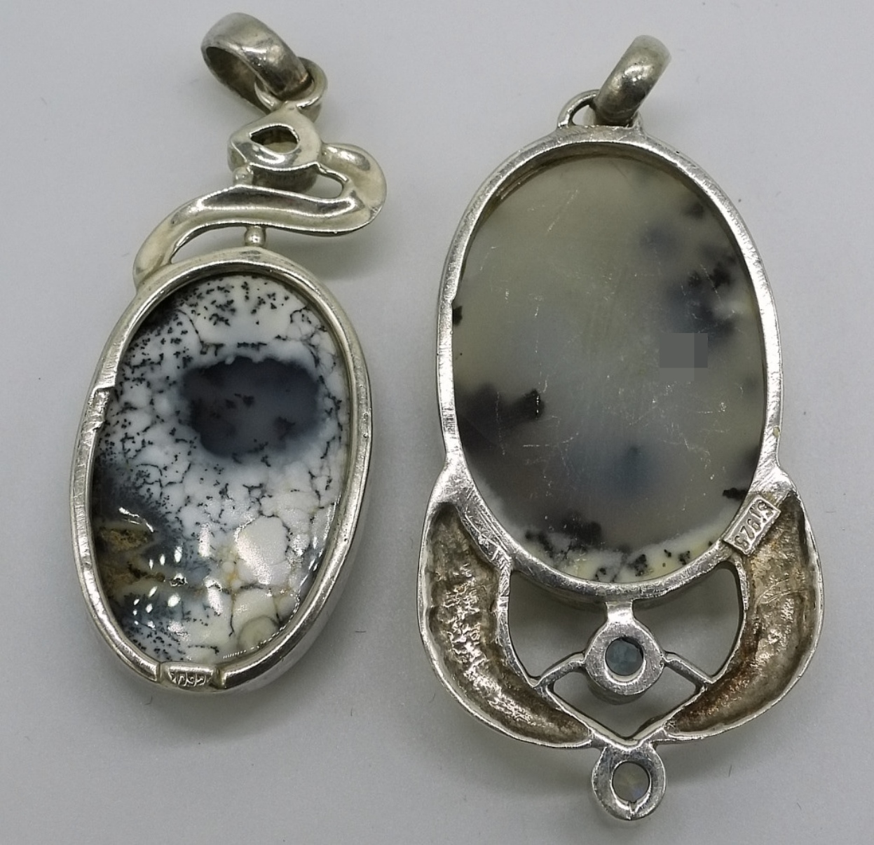 Sterling Silver Dendritic Agate Pendant Pair