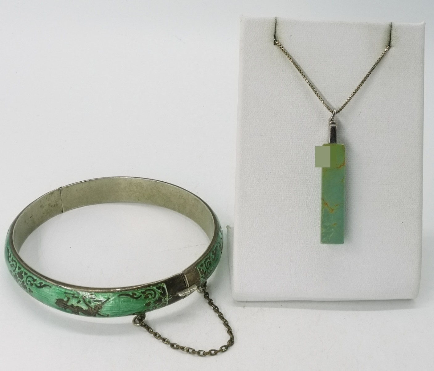 Green Turquoise Necklace & Siam Bangle
