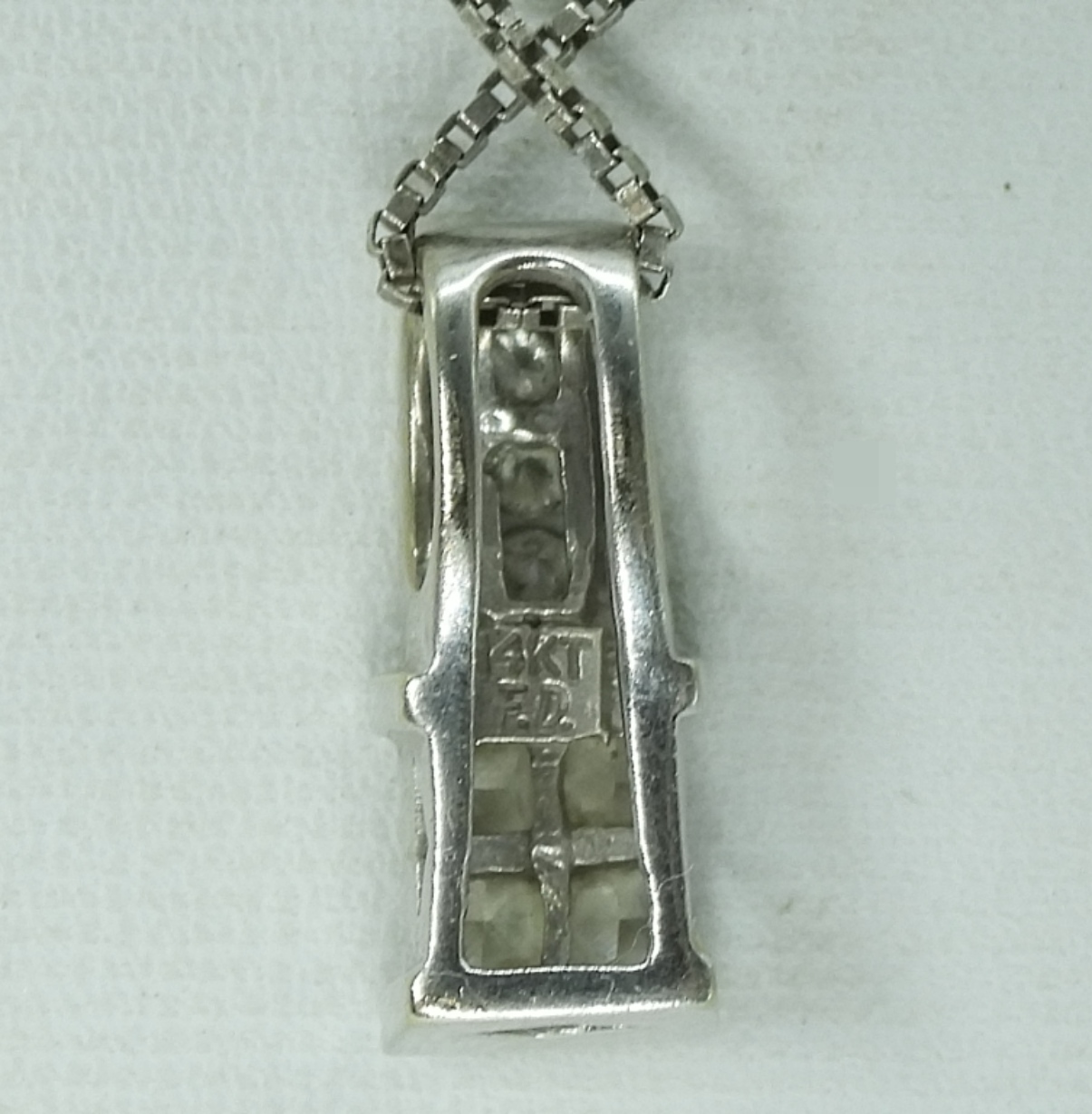 14K White Gold Diamond Pendant, Sterling Chain