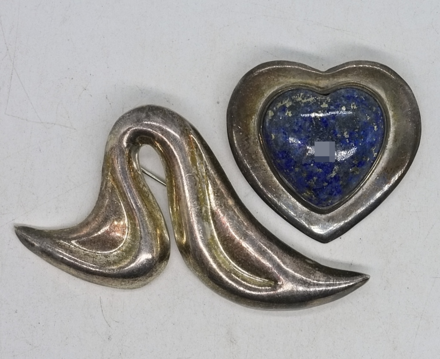 Sterling Silver Vintage Brooches, Lapis Lazuli