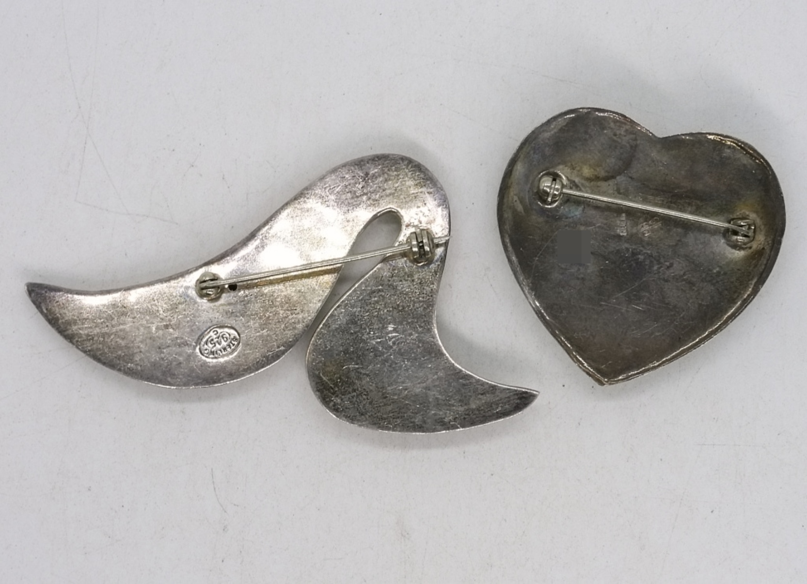 Sterling Silver Vintage Brooches, Lapis Lazuli