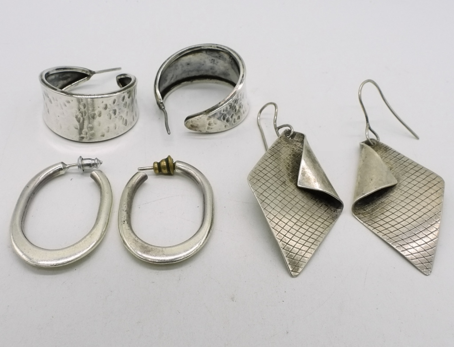 3 Sterling Pair of Pierced Earrings