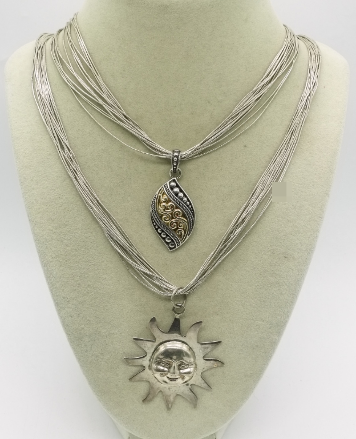 2 Liquid Sterling Necklaces with Pendants