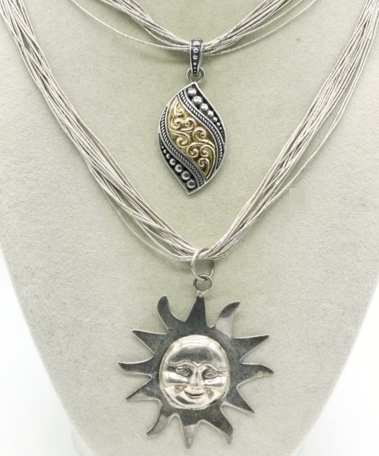 2 Liquid Sterling Necklaces with Pendants