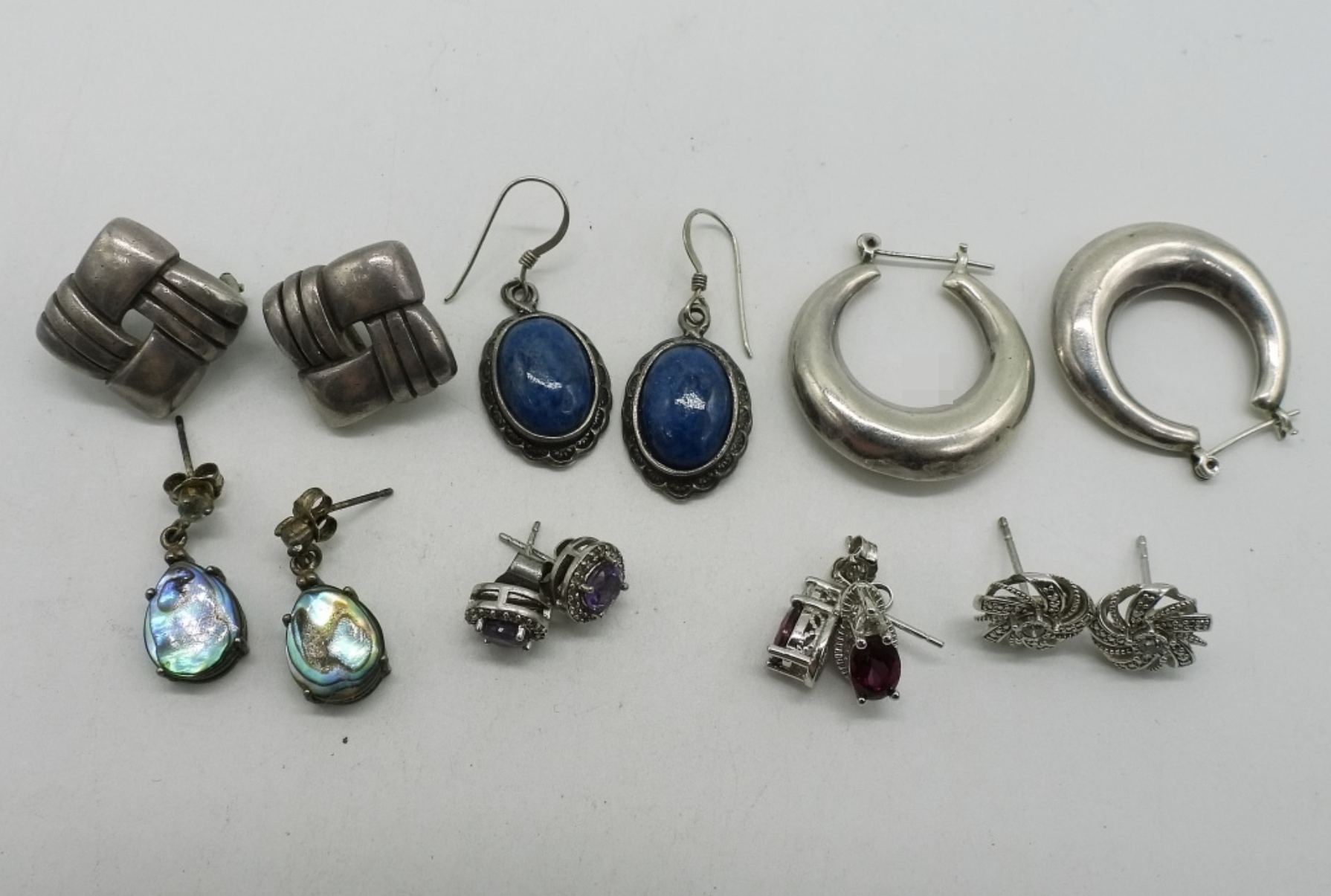 7 Pair of Sterling Earrings, Pierced