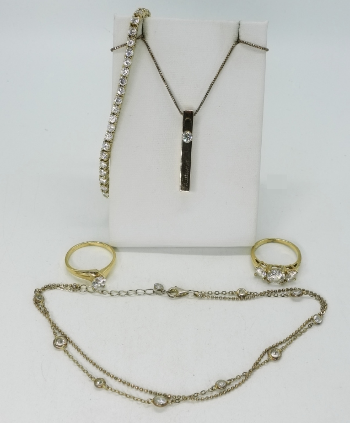 Sterling Gold Tone Jewelry Lot, Moissanite