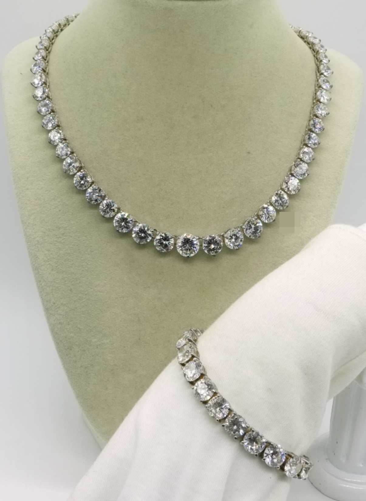Large Simulated Diamond Necklace Bracelet