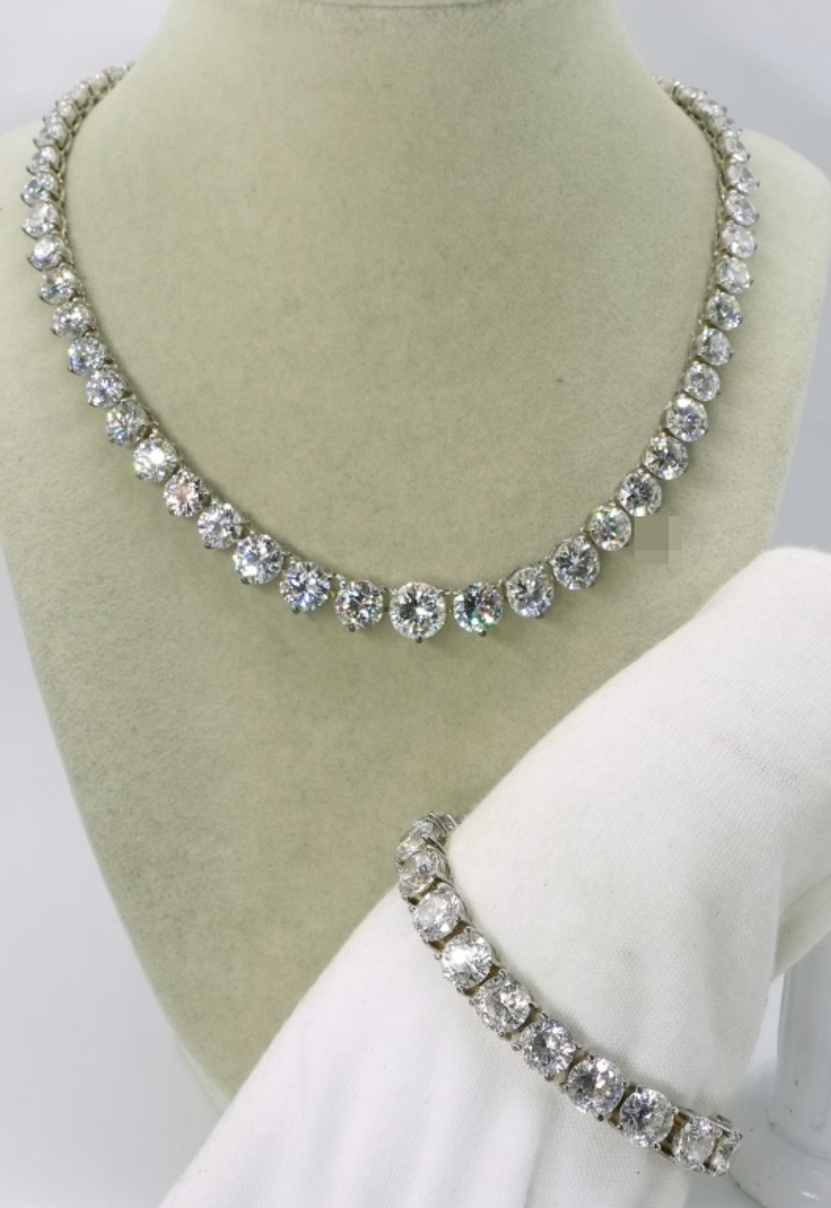 Large Simulated Diamond Necklace Bracelet
