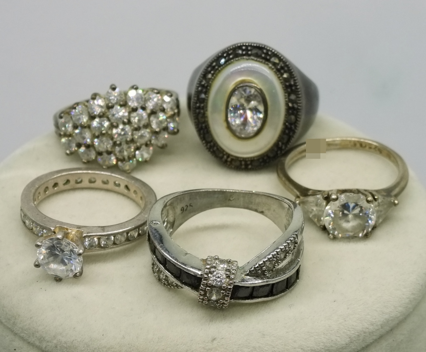 Sterling Diamond Simulant Rings and Necklace