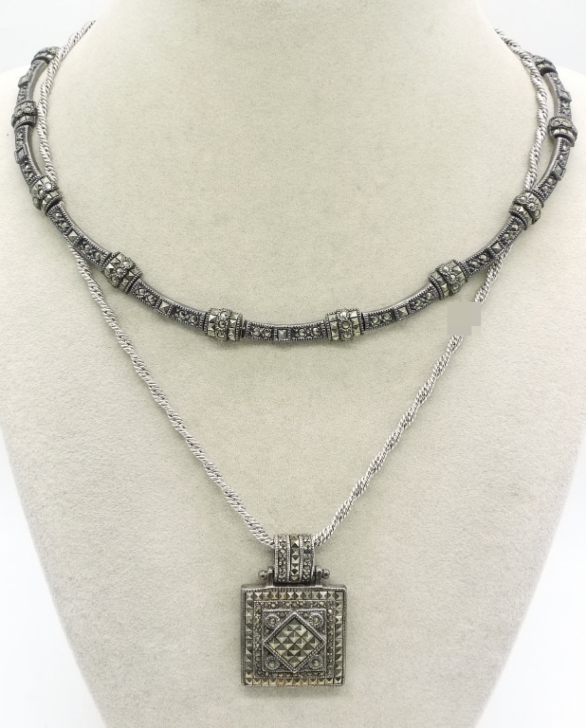 2 Sterling Marcasite Necklaces