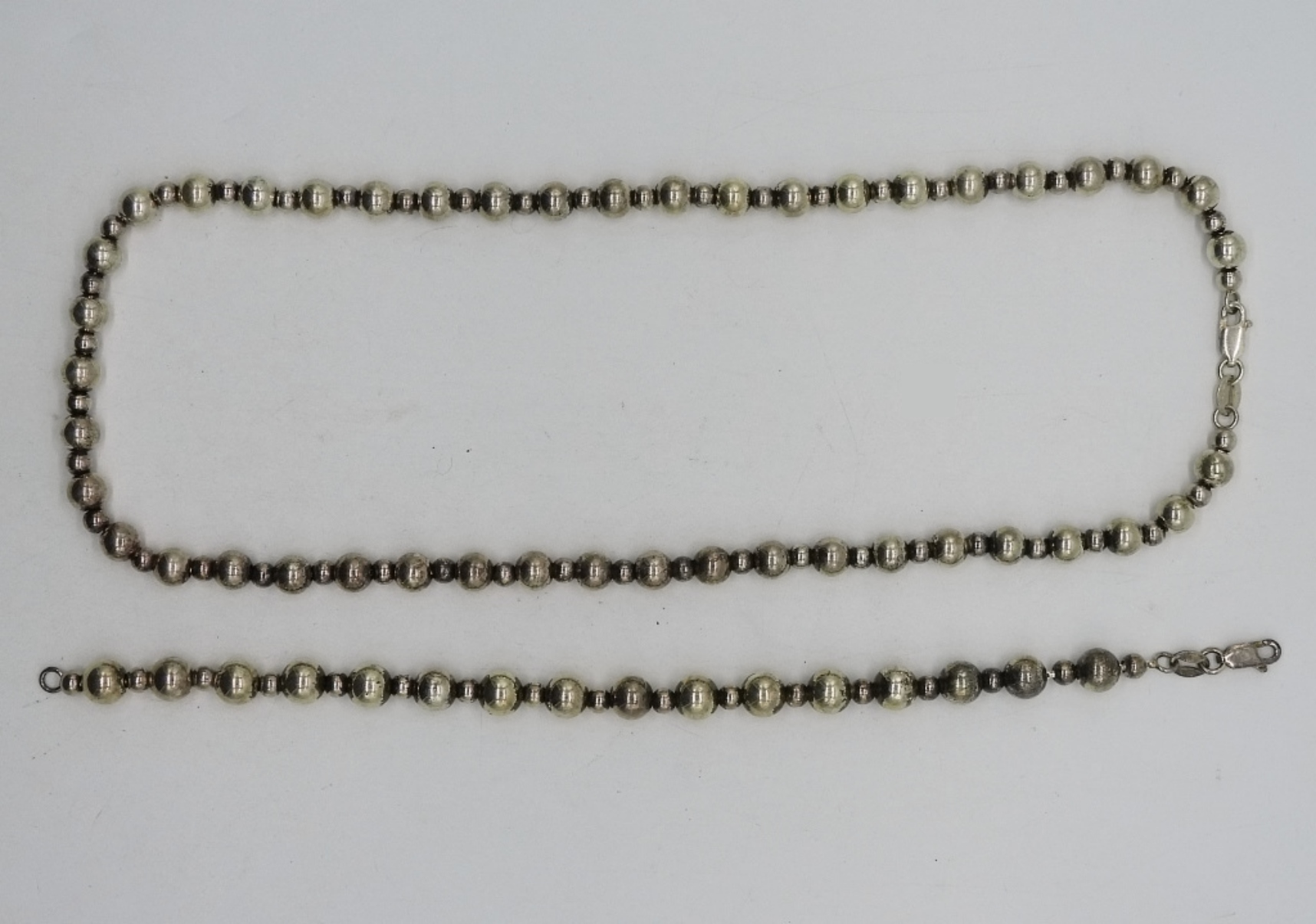 Sterling Ball Bead Necklace & Bracelet