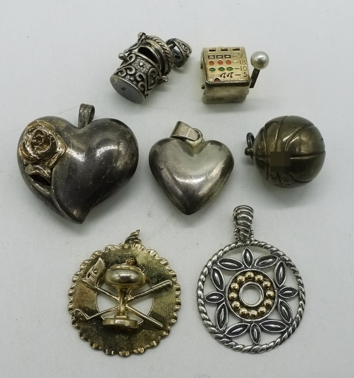 7 Sterling Pendants-Vintage Lot