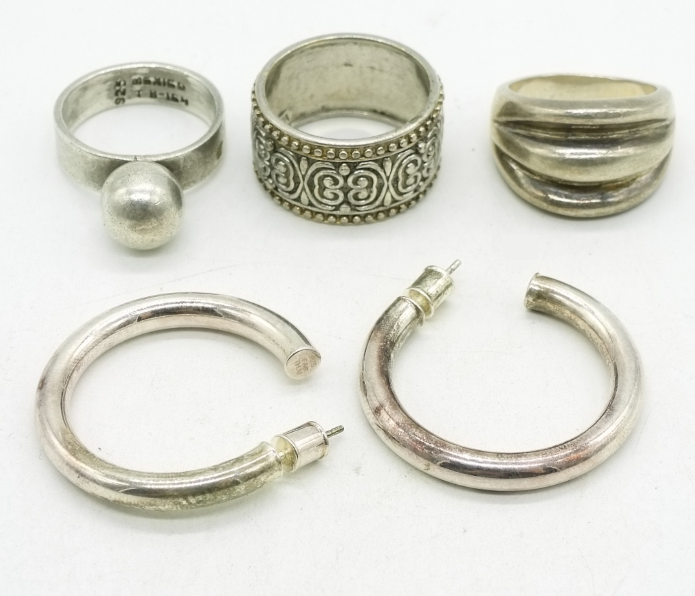 Sterling Silver Taxco Ring & Earring Lot