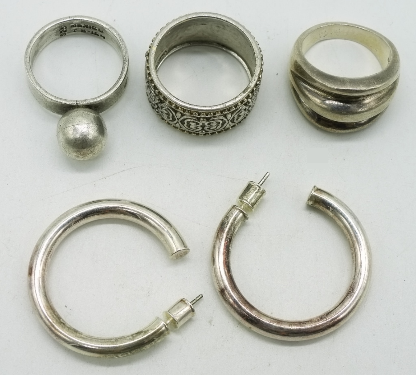 Sterling Silver Taxco Ring & Earring Lot