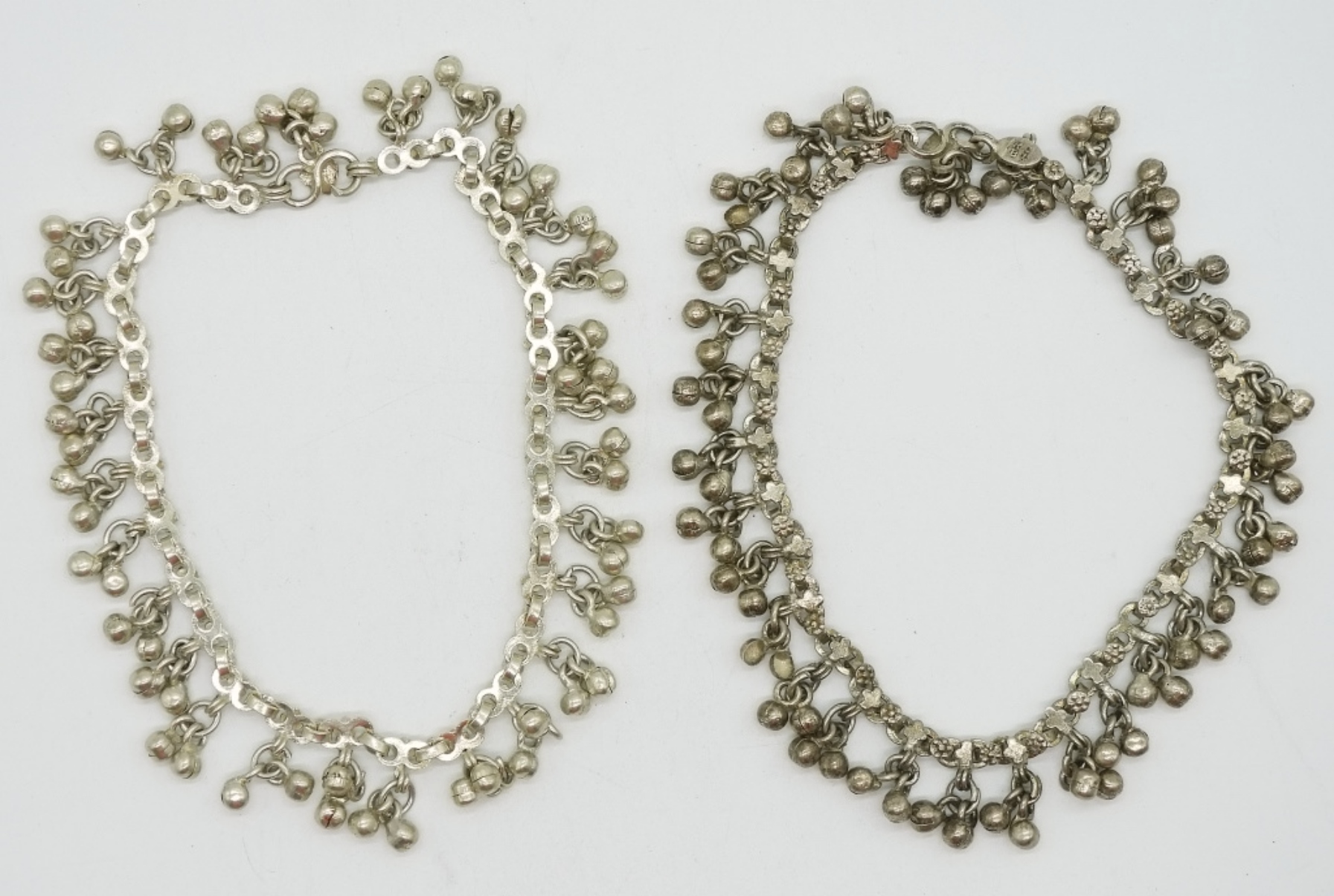 Two Bell Anklets in 800 Silver