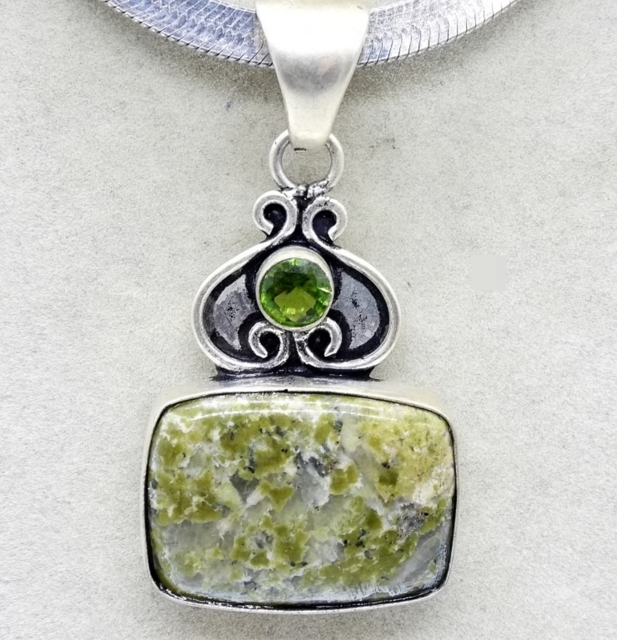 Green Jasper 925 Pendant & Chain
