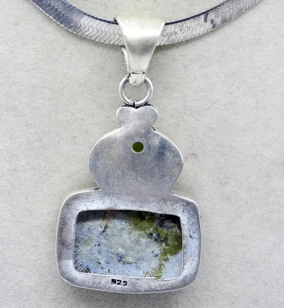 Green Jasper 925 Pendant & Chain