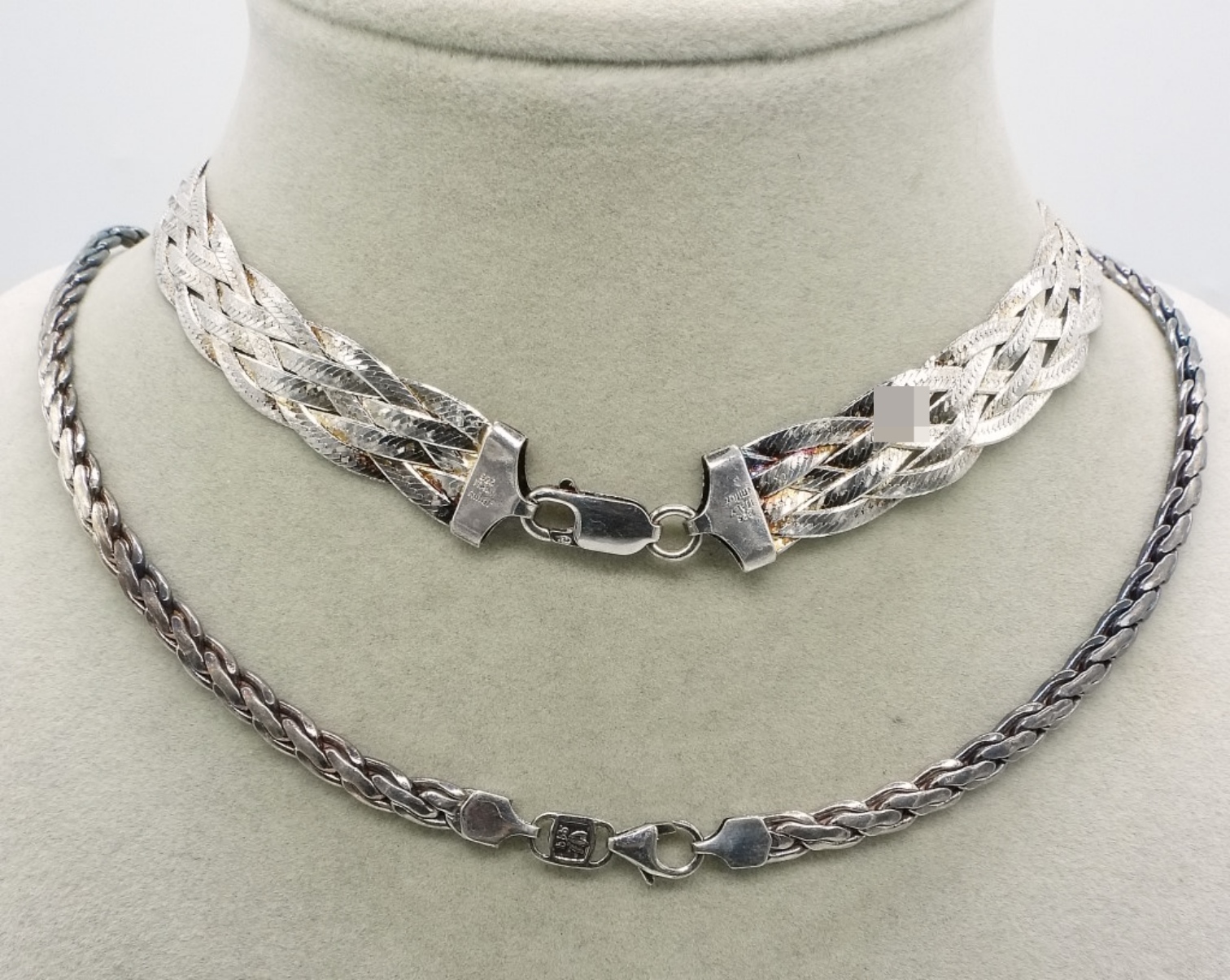 Two Fancy Sterling Necklaces