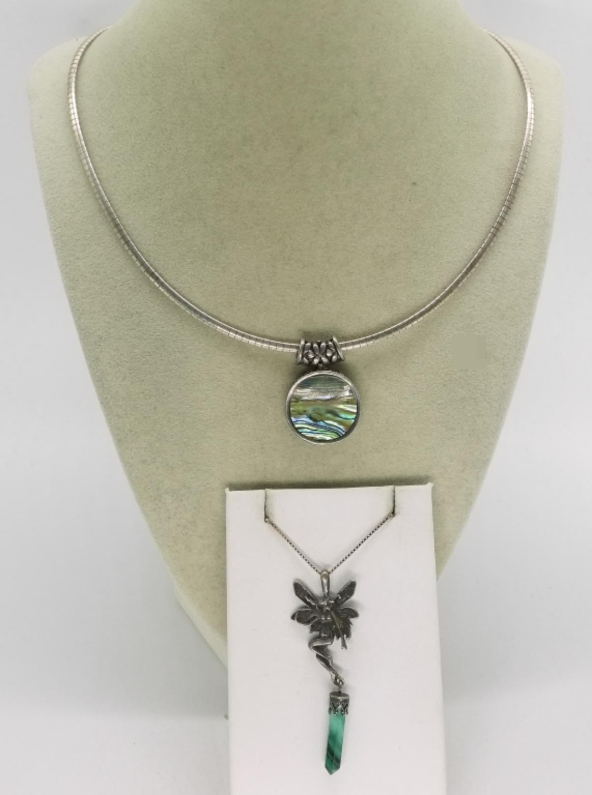 Abalone & Malachite Sterling Necklaces