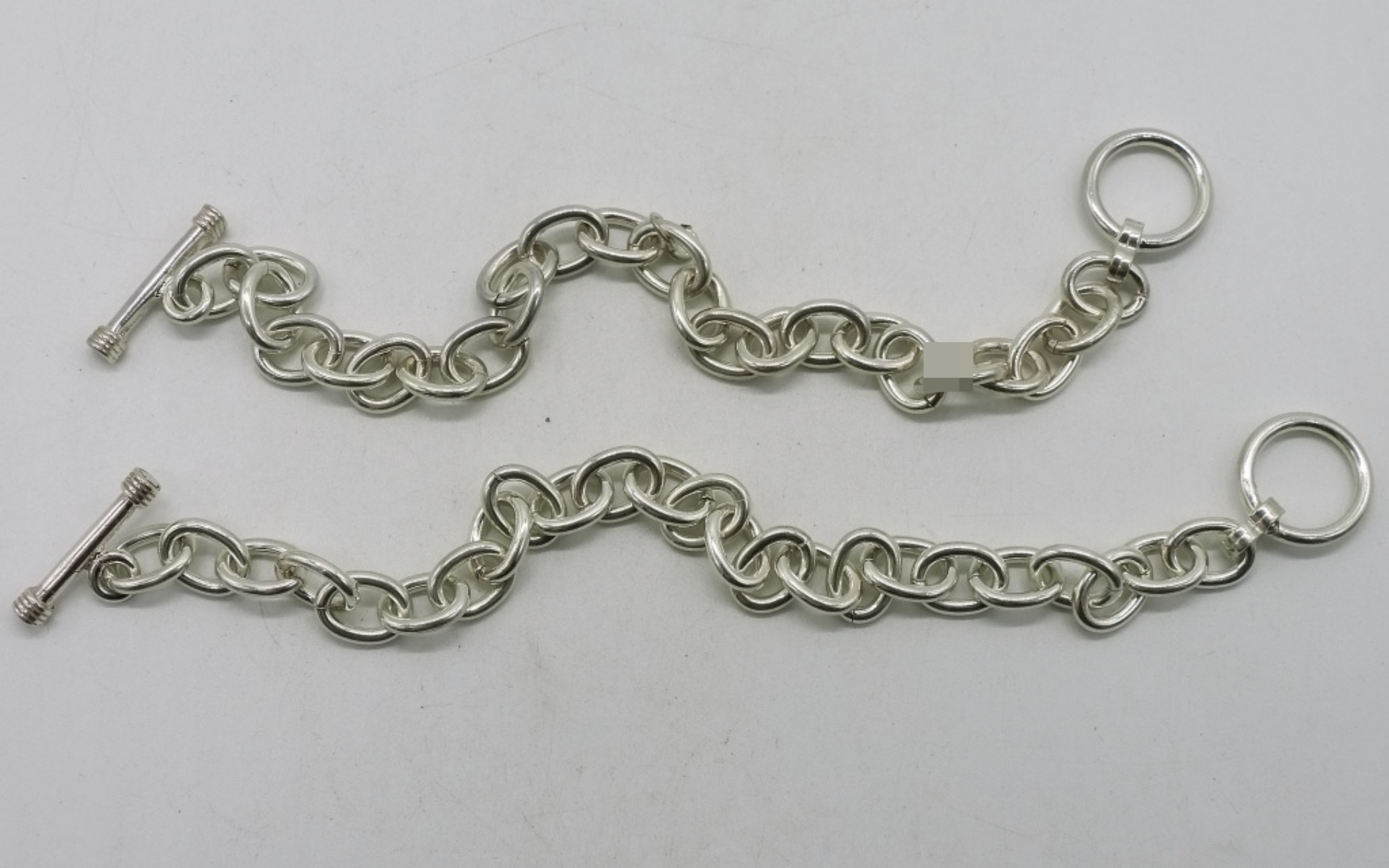 Two Identical Curb Chain Sterling Bracelets