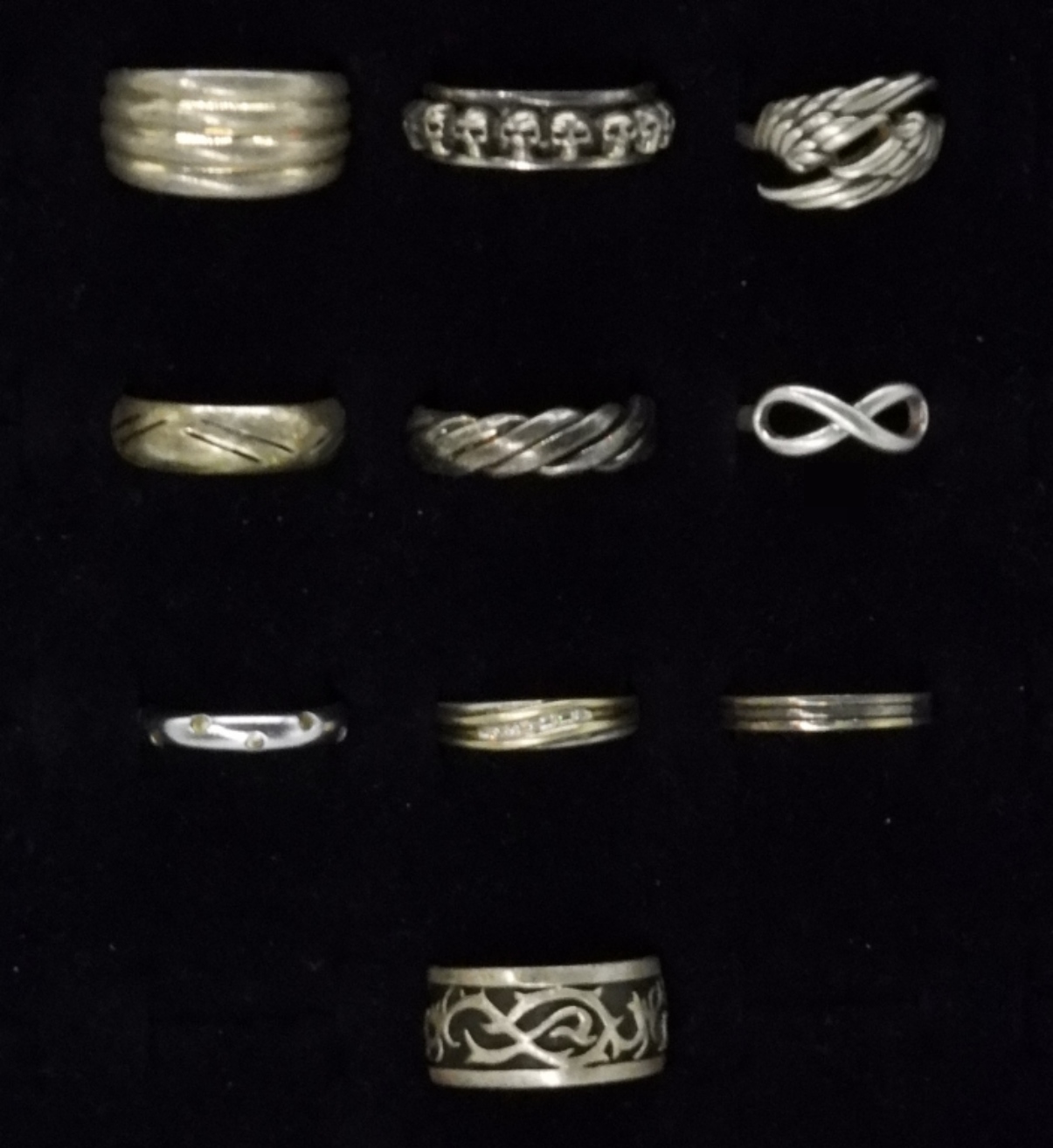 Sterling Silver Ring Lot, 10 Bands