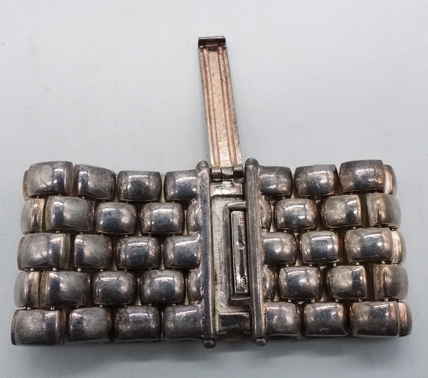 Sterling Silver Cushion Link Bracelet, Heavy