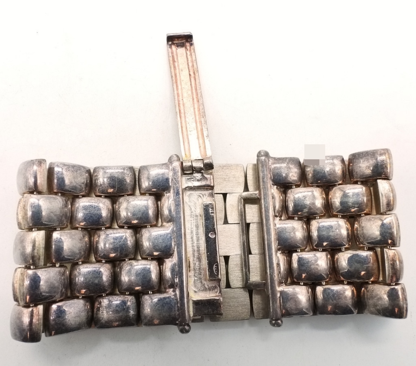 Sterling Silver Cushion Link Bracelet, Heavy
