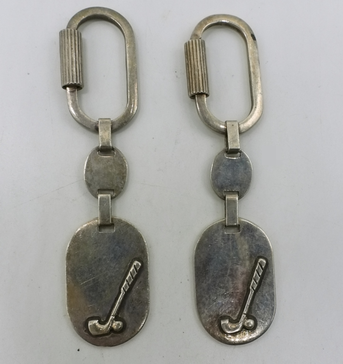 Sterling Silver Golf Club Keychains, Pair