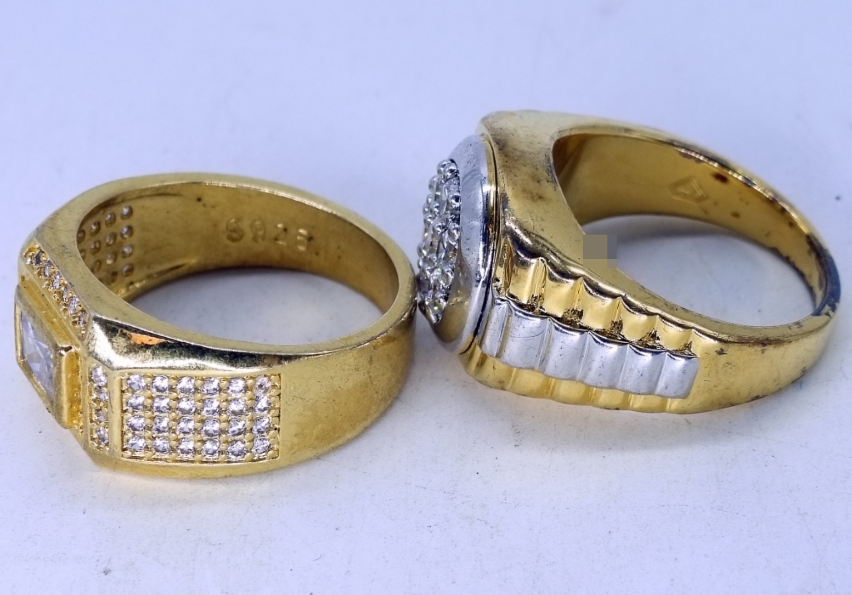 Two Sterling & Gold Tone Fashion Rings