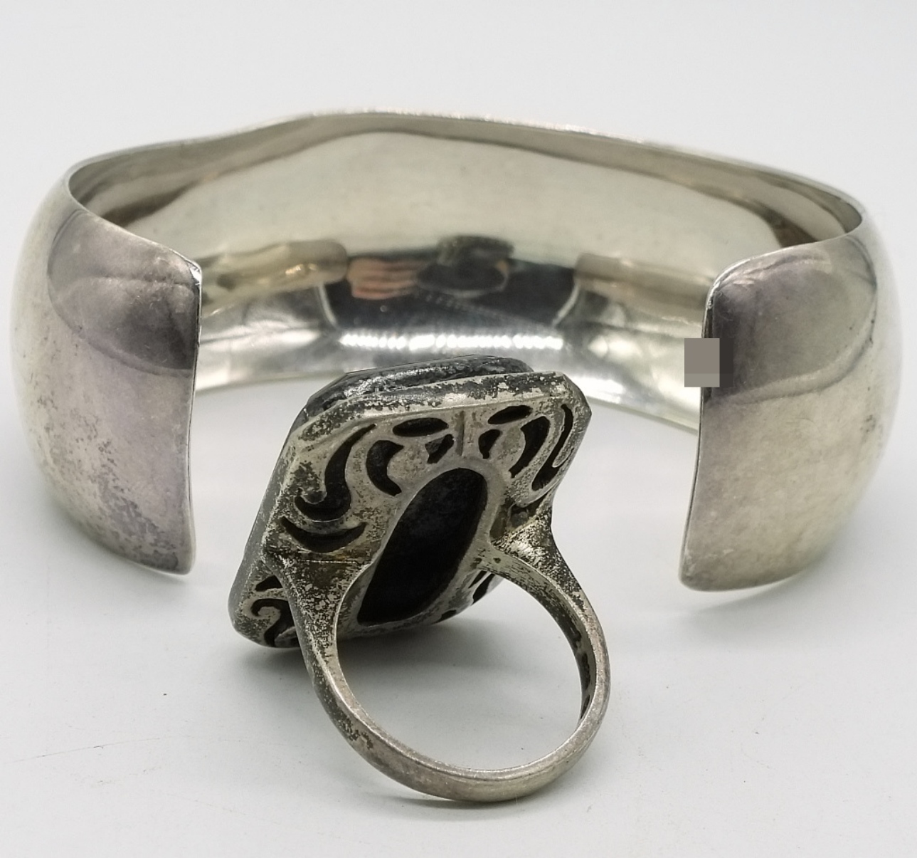 Mexico Sterling Bracelet & Onyx Ring