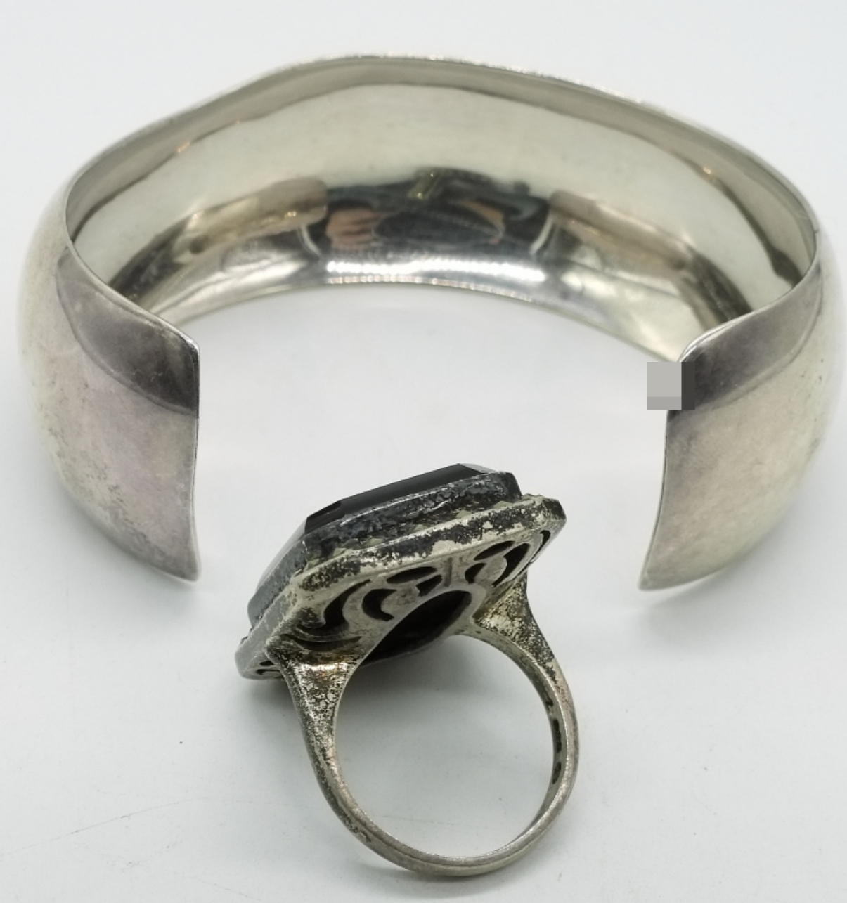 Mexico Sterling Bracelet & Onyx Ring
