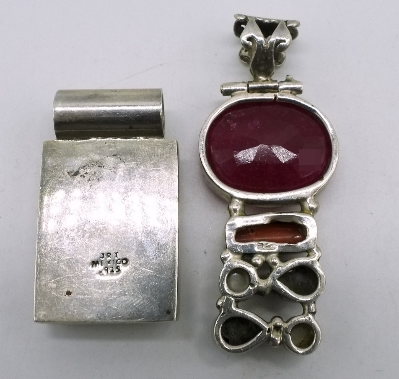 Red Jasper & Ruby Sterling Pendants