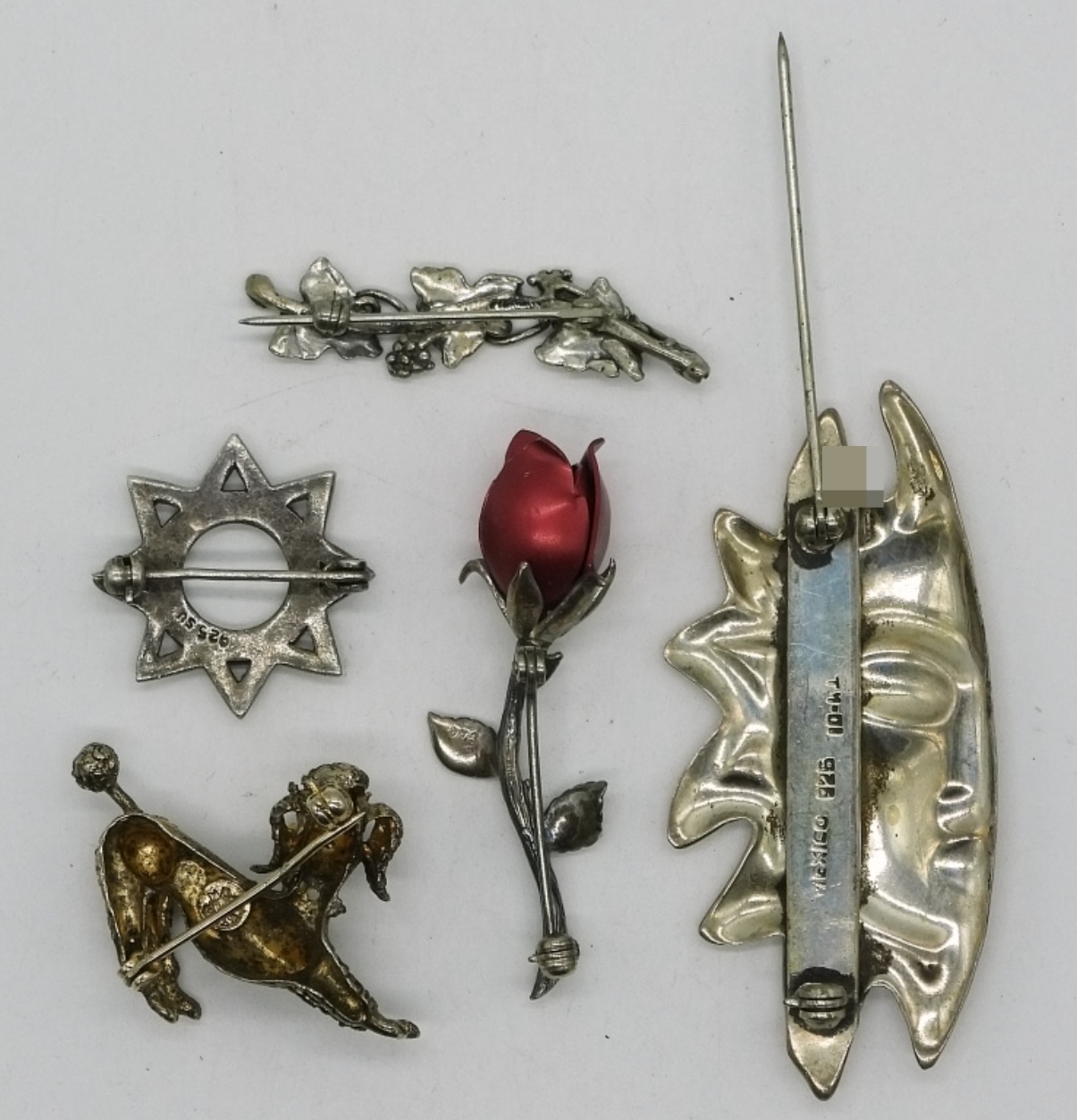 5 Vintage Sterling Brooches