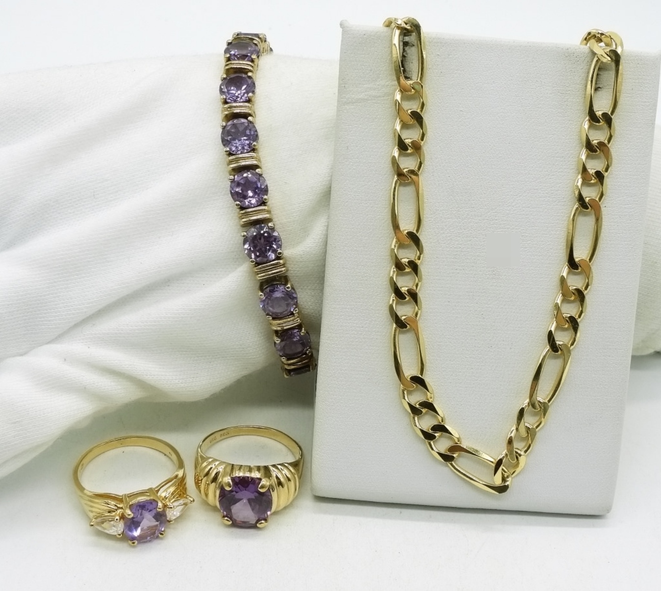 Amethyst Gold Tone Sterling Set