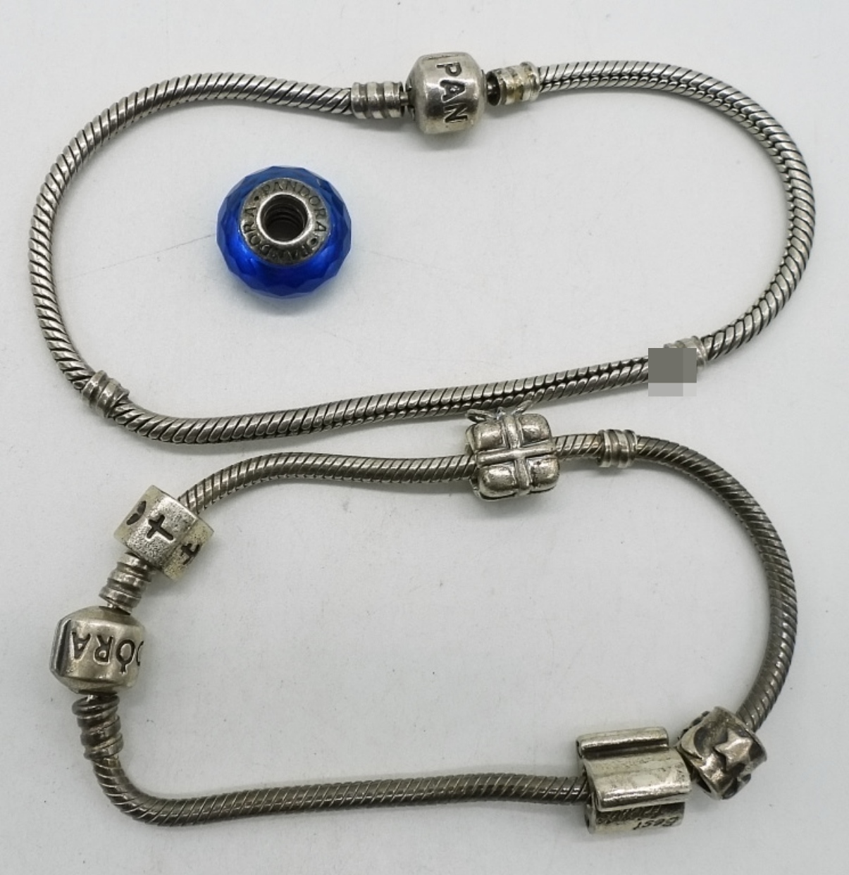 Two Sterling Pandora Charm Bracelets - 5 Beads